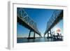 Louisiana, New Orleans, Twin Cantilever Bridges, Mississippi River, Tugboat-John Coletti-Framed Photographic Print