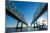 Louisiana, New Orleans, Twin Cantilever Bridges, Mississippi River, Tugboat-John Coletti-Mounted Photographic Print