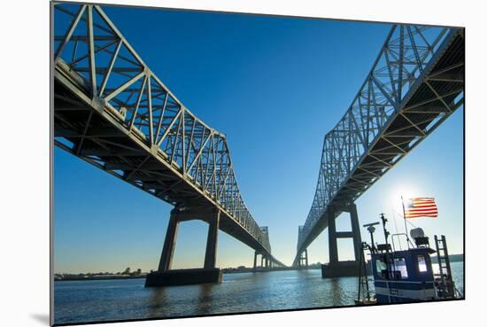 Louisiana, New Orleans, Twin Cantilever Bridges, Mississippi River, Tugboat-John Coletti-Mounted Photographic Print