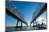 Louisiana, New Orleans, Twin Cantilever Bridges, Mississippi River, Tugboat-John Coletti-Mounted Photographic Print