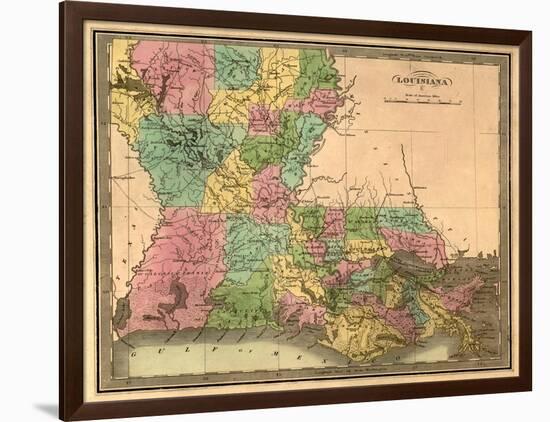 Louisiana - Panoramic Map-Lantern Press-Framed Art Print