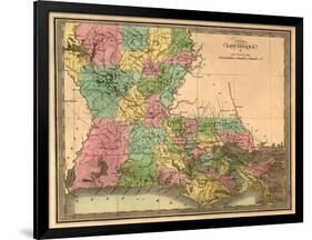 Louisiana - Panoramic Map-Lantern Press-Framed Art Print