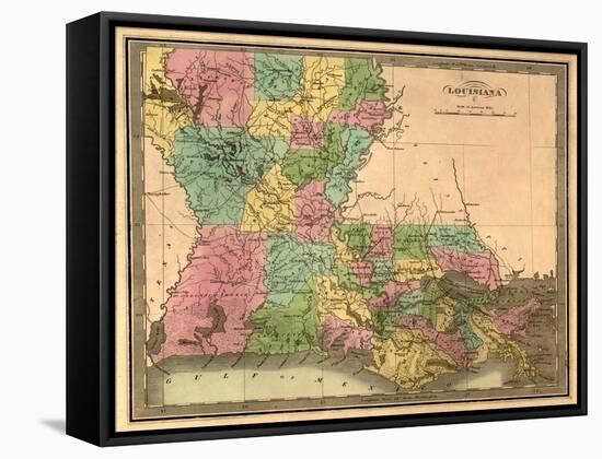 Louisiana - Panoramic Map-Lantern Press-Framed Stretched Canvas