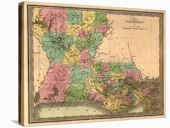 Louisiana - Panoramic Map-Lantern Press-Stretched Canvas