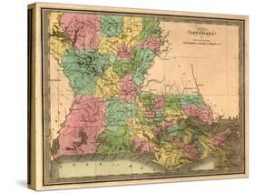 Louisiana - Panoramic Map-Lantern Press-Stretched Canvas