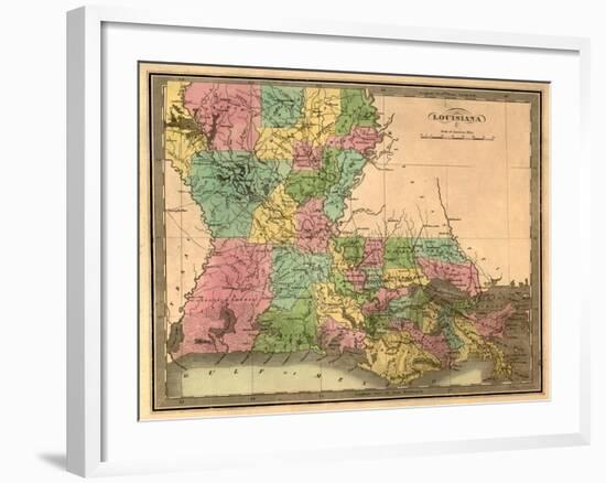 Louisiana - Panoramic Map-Lantern Press-Framed Art Print