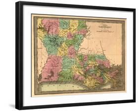 Louisiana - Panoramic Map-Lantern Press-Framed Art Print