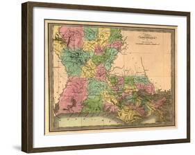 Louisiana - Panoramic Map-Lantern Press-Framed Art Print