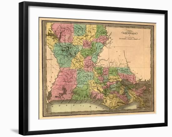 Louisiana - Panoramic Map-Lantern Press-Framed Art Print