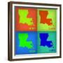 Louisiana Pop Art Map 1-NaxArt-Framed Premium Giclee Print