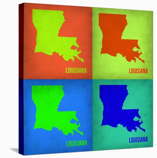 Louisiana Pop Art Map 1-NaxArt-Stretched Canvas
