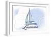 Louisiana - Sailboat - Blue - Coastal Icon-Lantern Press-Framed Art Print