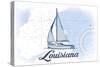 Louisiana - Sailboat - Blue - Coastal Icon-Lantern Press-Stretched Canvas