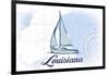 Louisiana - Sailboat - Blue - Coastal Icon-Lantern Press-Framed Art Print