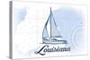 Louisiana - Sailboat - Blue - Coastal Icon-Lantern Press-Stretched Canvas