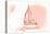 Louisiana - Sailboat - Coral - Coastal Icon-Lantern Press-Stretched Canvas