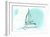 Louisiana - Sailboat - Teal - Coastal Icon-Lantern Press-Framed Art Print