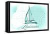 Louisiana - Sailboat - Teal - Coastal Icon-Lantern Press-Framed Stretched Canvas