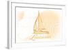 Louisiana - Sailboat - Yellow - Coastal Icon-Lantern Press-Framed Art Print