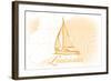 Louisiana - Sailboat - Yellow - Coastal Icon-Lantern Press-Framed Art Print