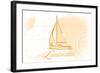 Louisiana - Sailboat - Yellow - Coastal Icon-Lantern Press-Framed Art Print