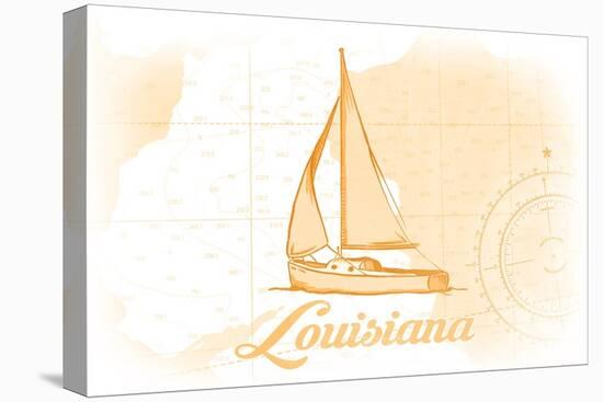 Louisiana - Sailboat - Yellow - Coastal Icon-Lantern Press-Stretched Canvas