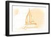 Louisiana - Sailboat - Yellow - Coastal Icon-Lantern Press-Framed Art Print