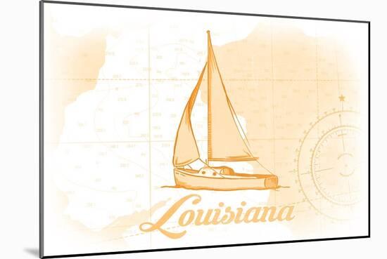 Louisiana - Sailboat - Yellow - Coastal Icon-Lantern Press-Mounted Art Print