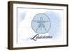 Louisiana - Sand Dollar - Blue - Coastal Icon-Lantern Press-Framed Art Print