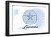Louisiana - Sand Dollar - Blue - Coastal Icon-Lantern Press-Framed Art Print