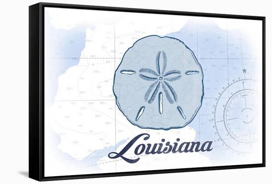 Louisiana - Sand Dollar - Blue - Coastal Icon-Lantern Press-Framed Stretched Canvas