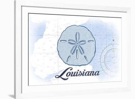 Louisiana - Sand Dollar - Blue - Coastal Icon-Lantern Press-Framed Art Print