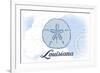 Louisiana - Sand Dollar - Blue - Coastal Icon-Lantern Press-Framed Art Print