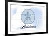 Louisiana - Sand Dollar - Blue - Coastal Icon-Lantern Press-Framed Art Print