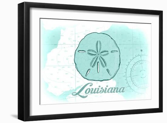 Louisiana - Sand Dollar - Teal - Coastal Icon-Lantern Press-Framed Art Print