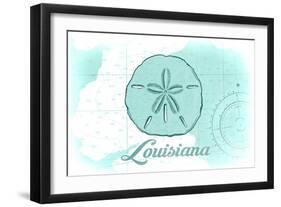 Louisiana - Sand Dollar - Teal - Coastal Icon-Lantern Press-Framed Art Print