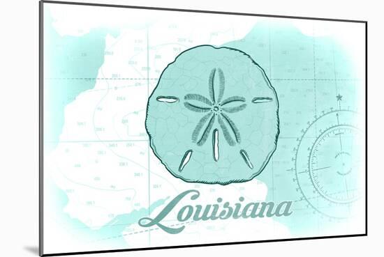 Louisiana - Sand Dollar - Teal - Coastal Icon-Lantern Press-Mounted Art Print