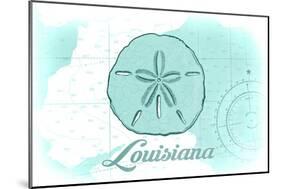 Louisiana - Sand Dollar - Teal - Coastal Icon-Lantern Press-Mounted Art Print