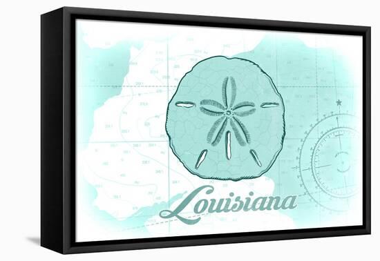Louisiana - Sand Dollar - Teal - Coastal Icon-Lantern Press-Framed Stretched Canvas