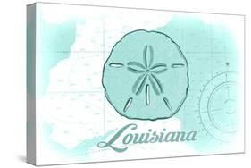 Louisiana - Sand Dollar - Teal - Coastal Icon-Lantern Press-Stretched Canvas