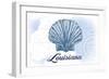 Louisiana - Scallop Shell - Blue - Coastal Icon-Lantern Press-Framed Art Print