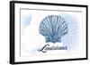 Louisiana - Scallop Shell - Blue - Coastal Icon-Lantern Press-Framed Art Print