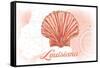 Louisiana - Scallop Shell - Coral - Coastal Icon-Lantern Press-Framed Stretched Canvas