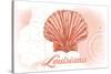 Louisiana - Scallop Shell - Coral - Coastal Icon-Lantern Press-Stretched Canvas