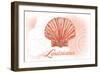 Louisiana - Scallop Shell - Coral - Coastal Icon-Lantern Press-Framed Art Print