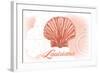 Louisiana - Scallop Shell - Coral - Coastal Icon-Lantern Press-Framed Art Print