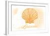 Louisiana - Scallop Shell - Yellow - Coastal Icon-Lantern Press-Framed Art Print