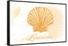 Louisiana - Scallop Shell - Yellow - Coastal Icon-Lantern Press-Framed Stretched Canvas