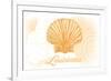 Louisiana - Scallop Shell - Yellow - Coastal Icon-Lantern Press-Framed Art Print