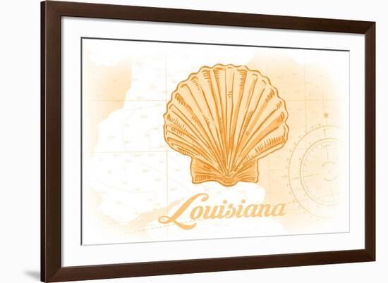 Louisiana - Scallop Shell - Yellow - Coastal Icon-Lantern Press-Framed Art Print